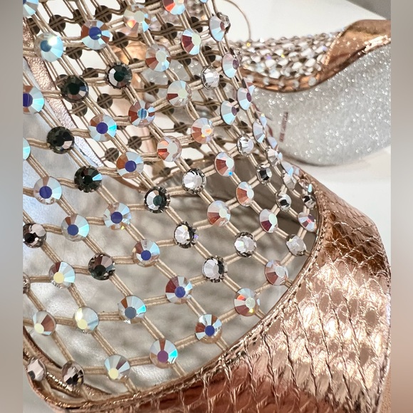 Rene Caovilla Mesh and Metallic Net boots Galaxia Embellished Sandals - Picture 13 of 16